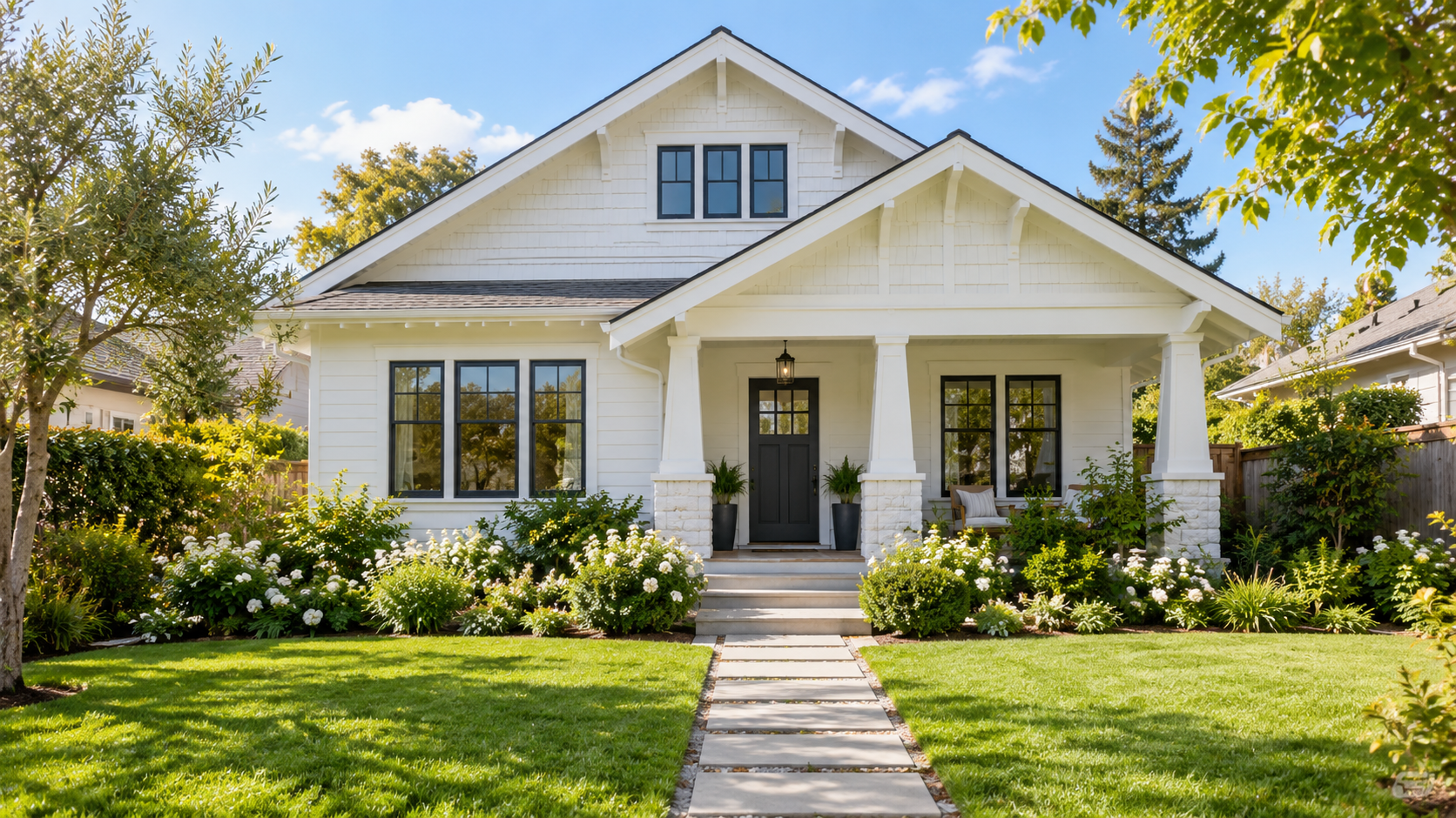 Illustrative residential home with a welcoming front porch